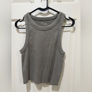 Aerie Green Ribbed Cropped Tank Top